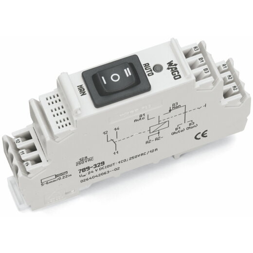 WAGO Schaltrelaisbaustein 789-329 24VDC 1W Hand-0-Automatik-Ums.