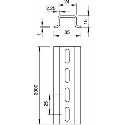 OBO Hutschiene 2069/15 GTPL 2000x35x15 gelocht