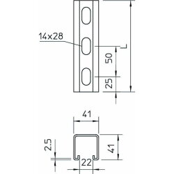 OBO Profilschiene MS4141P0900FT 900x41x41 gelocht