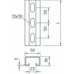 OBO Profilschiene MS5030P0300FT gelocht 22mm