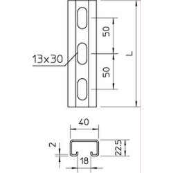 OBO Profilschiene MS4022P2000A2 2000x40x22,5 gelocht