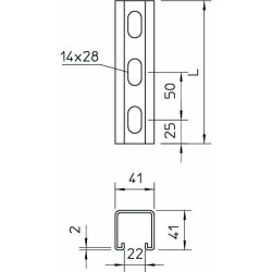 OBO Profilschiene MSL4141PP1000FS 41x41x1000mm bandverz.