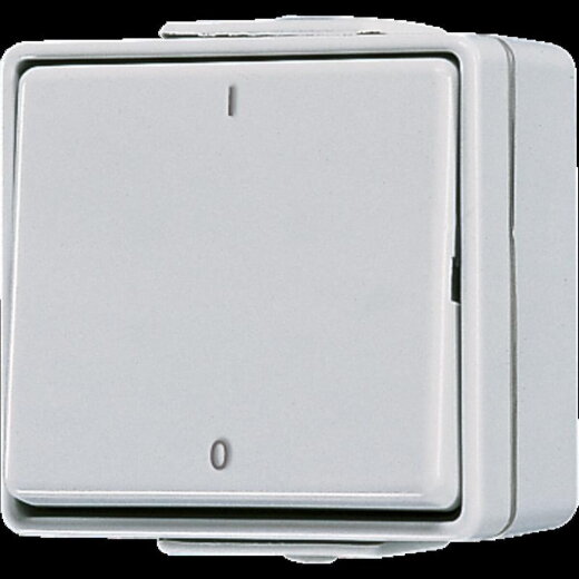 Jung Wippschalter, Aus 2-pol., 10 AX 250 V ~, IP 44, WG 600 602W