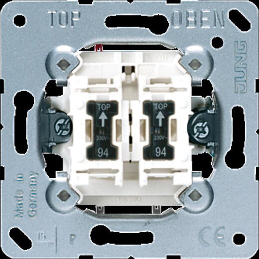 Jung Wippschalter, 10 AX 250 V ~, Serien mit 2 Glimmlampen Art.-Nr.: 94 505U5