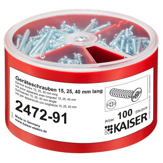 Kaiser Geräteschrauben-Box ?3,2xLänge 15/25/40mm je 100 Stück 2472-91