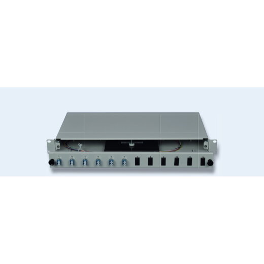 DNBL Spleissbox 19" 1HE ausz. RAL7035 6xLCD/PC-Kupp, 12x-Pigtails OS2 5122206171