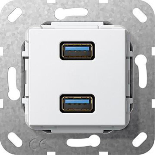 Gira Einsatz 568403 USB 3.0A 2fach Kup reinweiss
