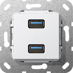 Gira Einsatz 568403 USB 3.0A 2fach Kup reinweiss