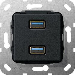 Gira Einsatz 568410 USB 3.0A 2fach Kup schwarz m