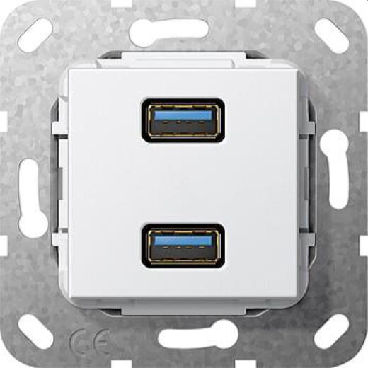 Gira Einsatz 568503 3.0A 2fach Kab reinweiss