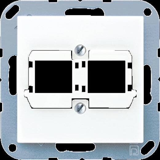 Jung Abdeckung für Modular-Jack-Steckbuchsen 2fach, Reichle + De Massari, ohne Schriftfeld, Duroplast, Serie AS/A, alpinweiß A569-21ACSWW