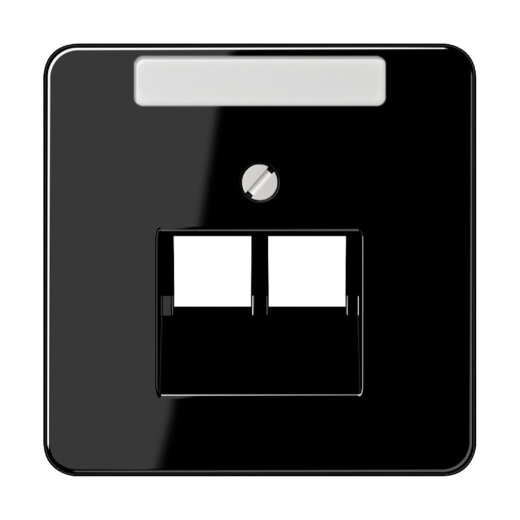 Jung Abdeckung für IAE/UAE-Anschlussdosen 2 x 8-polig, mit Schriftfeld, Thermoplast, Serie CD, schwarz CD569-2NAUASW