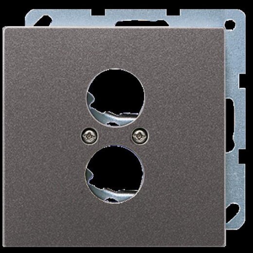 Jung Abdeckung für 2 Rundsteckverbinder bis 18,5 mm ?, Aluminium lackiert, Serie LS, anthrazit (lackiertes Aluminium) AL2962-2AN