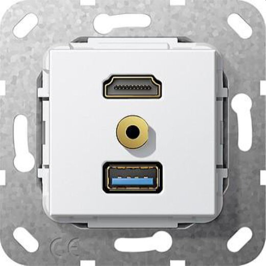 Gira Einsatz 568103 USB 3.0A Miniklinke 3,5mm Kab rw