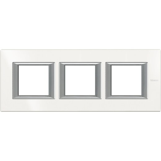 Bticino Abdeckrahmen HA4802M3HHD 3f Horiz. weiss Alu