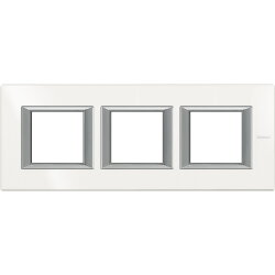 Bticino Abdeckrahmen HA4802M3HHD 3f Horiz. weiss Alu