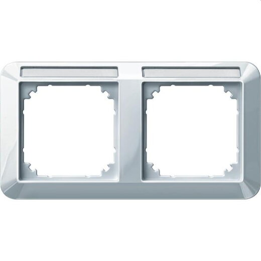 Merten Rahmen 387219 2fach waager. polarweiss glaenz.