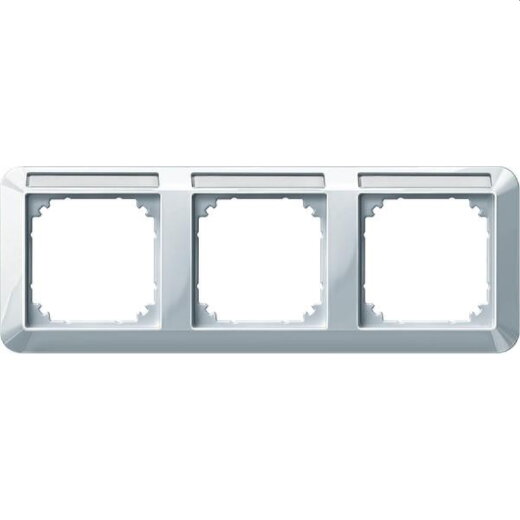 Merten Rahmen 387319 3fach waager. polarweiss glaenz.