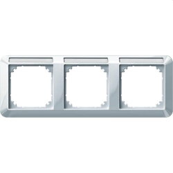 Merten Rahmen 387319 3fach waager. polarweiss glaenz.