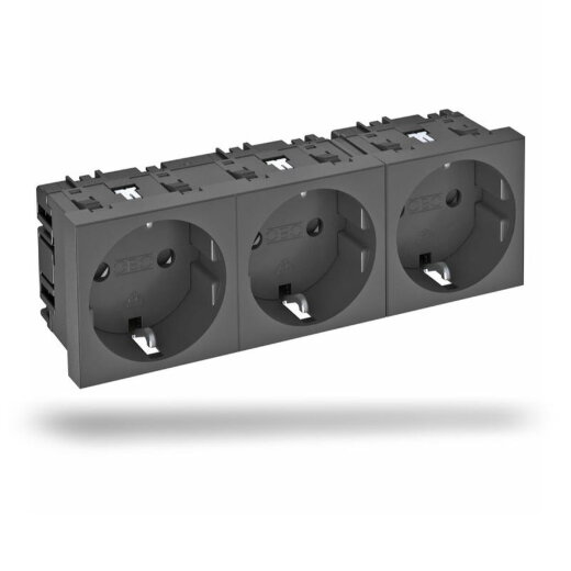 OBO Steckdose STD-D0 SWGR3 0° 3fach schwarzgrau