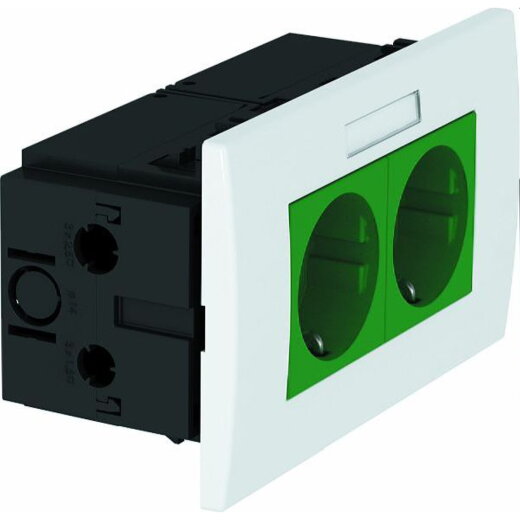 OBO Steckdoseneinheit SDE-RW D0GN2B Modul 45 2fach 84x140x59mm