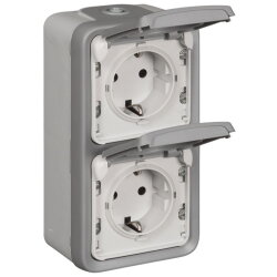 Legrand Steckdose 69744 2fach senkrecht FR AP grau