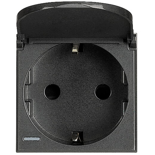 Bticino SCHUKO-Steckdose Klappdeckel anthrazit