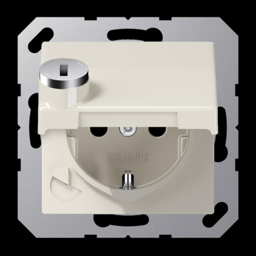 Jung SCHUKO Steckdose, 16 A 250 V ~, mit Sicherheitsschloss, Thermoplast, Serie AS, weiß AS1520BFKLSL