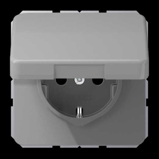 Jung SCHUKO Steckdose, 16 A 250 V ~, ohne Krallen, Thermoplast, Serie CD, grau CD1520BFKIKLGR