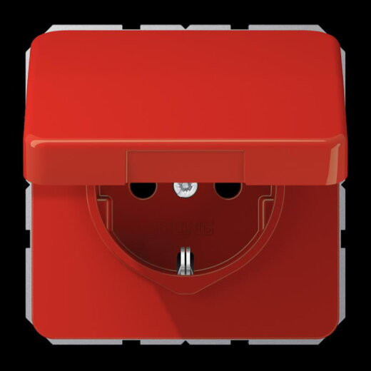 Jung SCHUKO Steckdose, 16 A 250 V ~, Klappdeckel, Thermoplast, Serie CD, rot CD1520BFKLRT