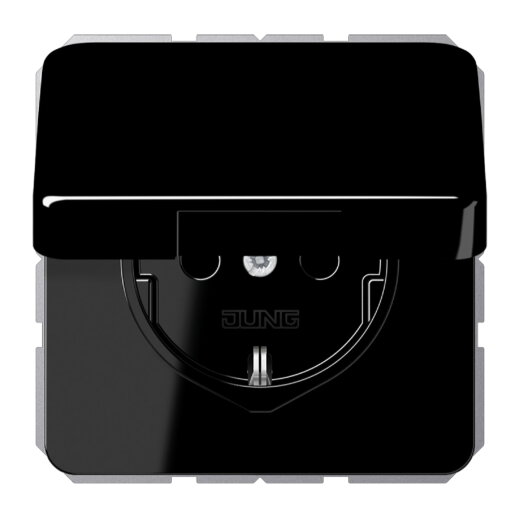 Jung SCHUKO Steckdose, 16 A 250 V ~, ohne Krallen, Thermoplast, Serie CD, schwarz CD1520BFKIKLSW