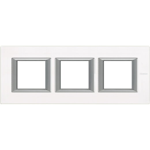 Bticino Rahmen 3fach horizontal white glass