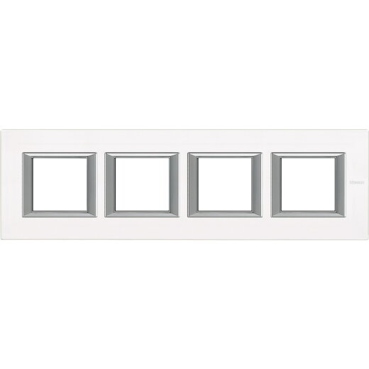 Bticino Rahmen 4fach horizontal white glass