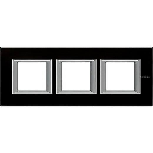 Bticino Rahmen HA4802M3HVNN 3fach horizontal Glas sw