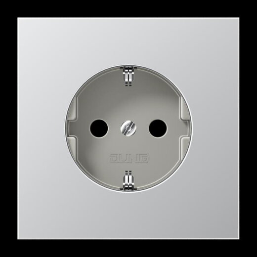 Jung SCHUKO Steckdose, 16 A 250 V ~, ohne Krallen, SAFETY+, Serie LS, Aluminium AL1520NKI
