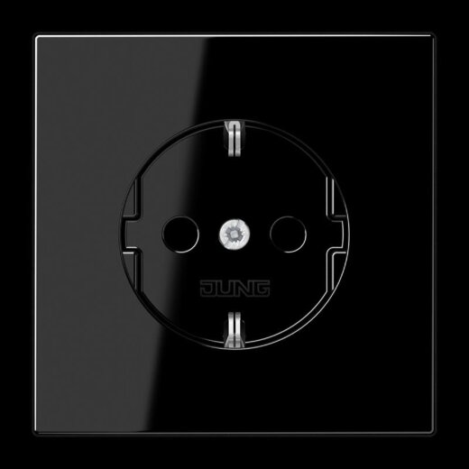 Jung SCHUKO Steckdose, 16 A 250 V ~, ohne Krallen, Duroplast, Serie LS, schwarz LS1520NSW
