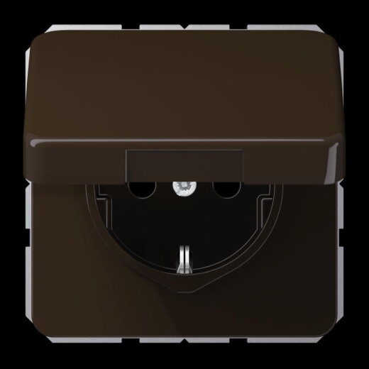 Jung SCHUKO Steckdose, 16 A 250 V ~, Klappdeckel, Thermoplast, Serie CD, braun CD1520BFKLBR