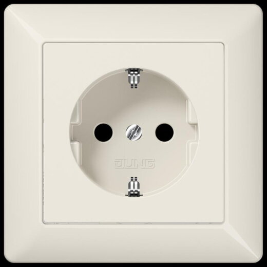 Jung SCHUKO Steckdose, 16 A 250 V ~, mit Rahmen, Duroplast, Serie AS, weiß AS1520