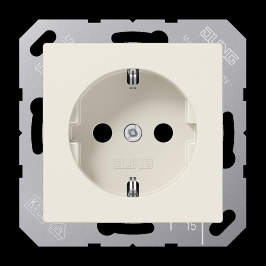 Jung SCHUKO Steckdose, 16 A 250 V ~, ohne Krallen, SAFETY+, Duroplast, Serie AS, weiß A1520NKI