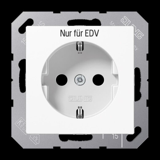 Jung SCHUKO Steckdose, 16 A 250 V ~, ohne Krallen EDV, Duroplast, Serie A, alpinweiß A1520EDVWW