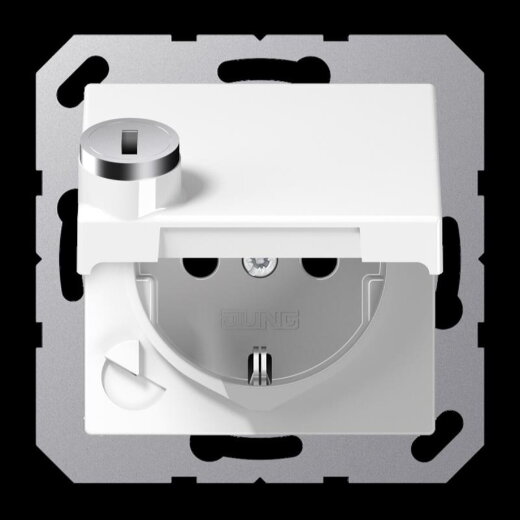 Jung SCHUKO Steckdose, 16 A 250 V ~, mit Sicherheitsschloss, Thermoplast, Serie A, alpinweiß A1520BFKLSLWW