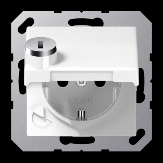 Jung SCHUKO Steckdose, 16 A 250 V ~, mit Sicherheitsschloss, Thermoplast, Serie AS, alpinweiß AS1520BFKLSLWW