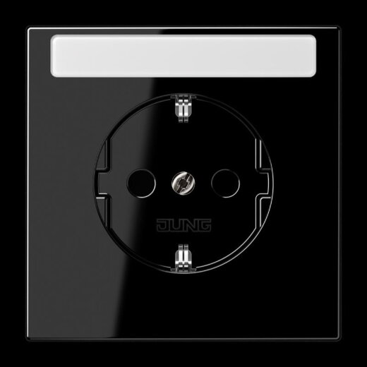 Jung SCHUKO Steckdose, 16 A 250 V ~, ohne Krallen, mit Schriftfeld, Duroplast, Serie LS, schwarz LS1520NNASW