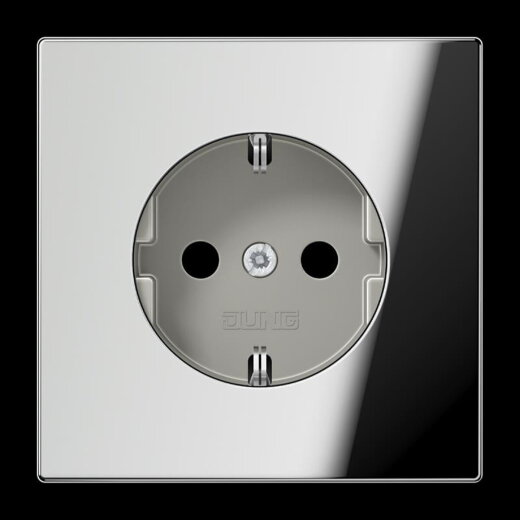 Jung SCHUKO Steckdose, 16 A 250 V ~, SAFETY+, Metall verchromt, Serie LS, glanzchrom GCR1520KI