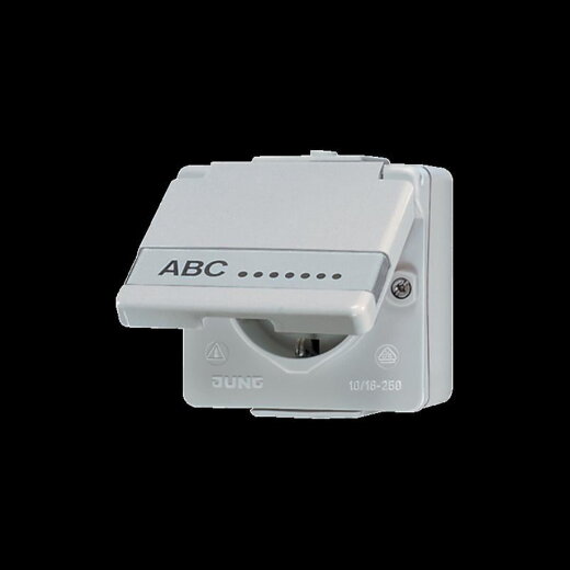 Jung SCHUKO®-Steckdose, 16 A 250 V ~, mit Schriftfeld, IP 44, WG 600 620NAW