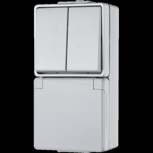 Jung SCHUKO®-Steckdose 16 A 250 V ~ mit Serienschalter 10 AX 250 V ~, 16 A 250 V ~, IP 44, WG 600 675W