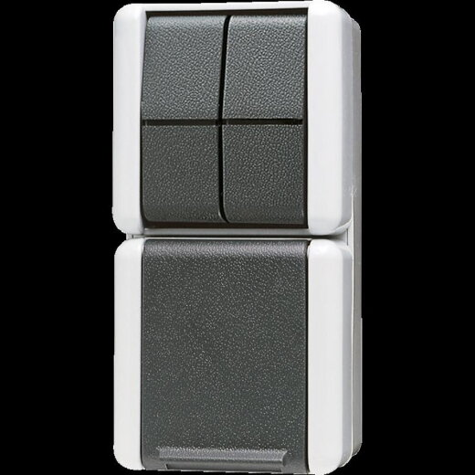 Jung SCHUKO®-Steckdose 16 A 250 V ~ mit Serienschalter 10 AX 250 V ~, 16 A 250 V ~, IP 44, WG 800 875W