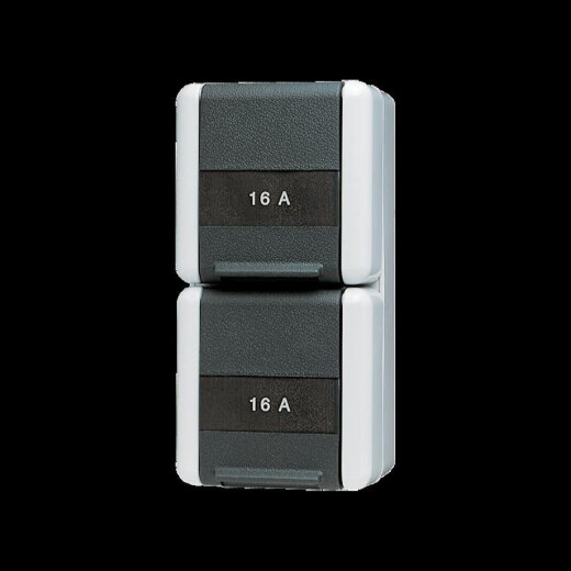 Jung SCHUKO®-Zweifach-Steckdose, 2 Leitungseinführungen, 2 Einzelabdeckungen mit integriertem erhöhten Berührungsschutz, 16 A 250 V ~, mit Schriftfeld, int 822KINAW