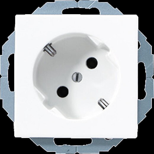 Jung SCHUKO®-Steckdose 45°, 16 A 250 V ~, ohne Krallen, Duroplast, Serie AS/A, alpinweiß A520-45NWW