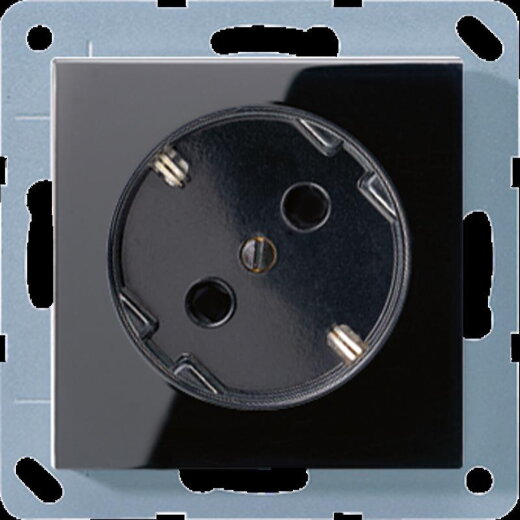 Jung SCHUKO®-Steckdose 45°, 16 A 250 V ~, SAFETY+, Duroplast, Serie A, schwarz A520-45KISW